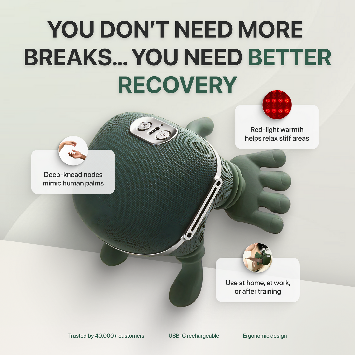 Wireless 4D Shiatsu Neck & Back Massager with Heat Therapy